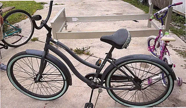 Black Cruiser Bike with Green Tires